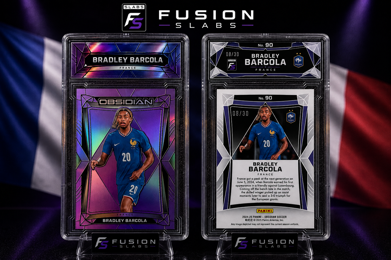 Bradley Barcola, 08/30, Purple Flood, Panini Obsidian 2024/25